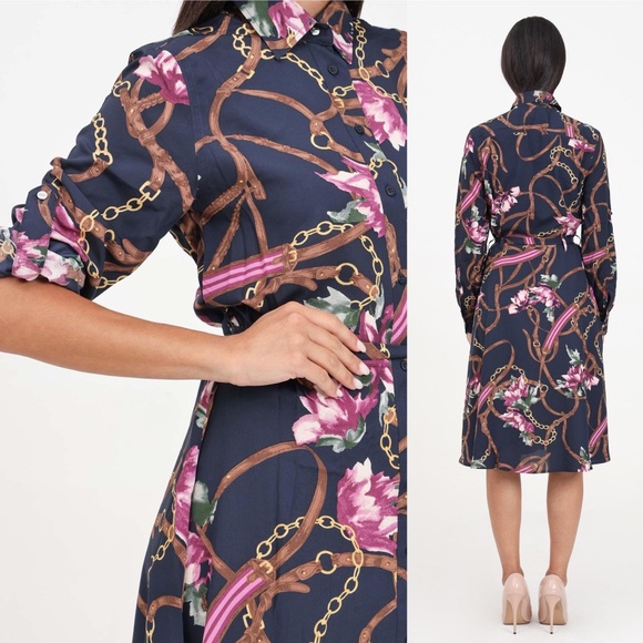 NWT LAUREN RALPH LAUREN KARALYNN LONG SLEEVE DAY DRESS Sz 10 - Picture 3 of 3